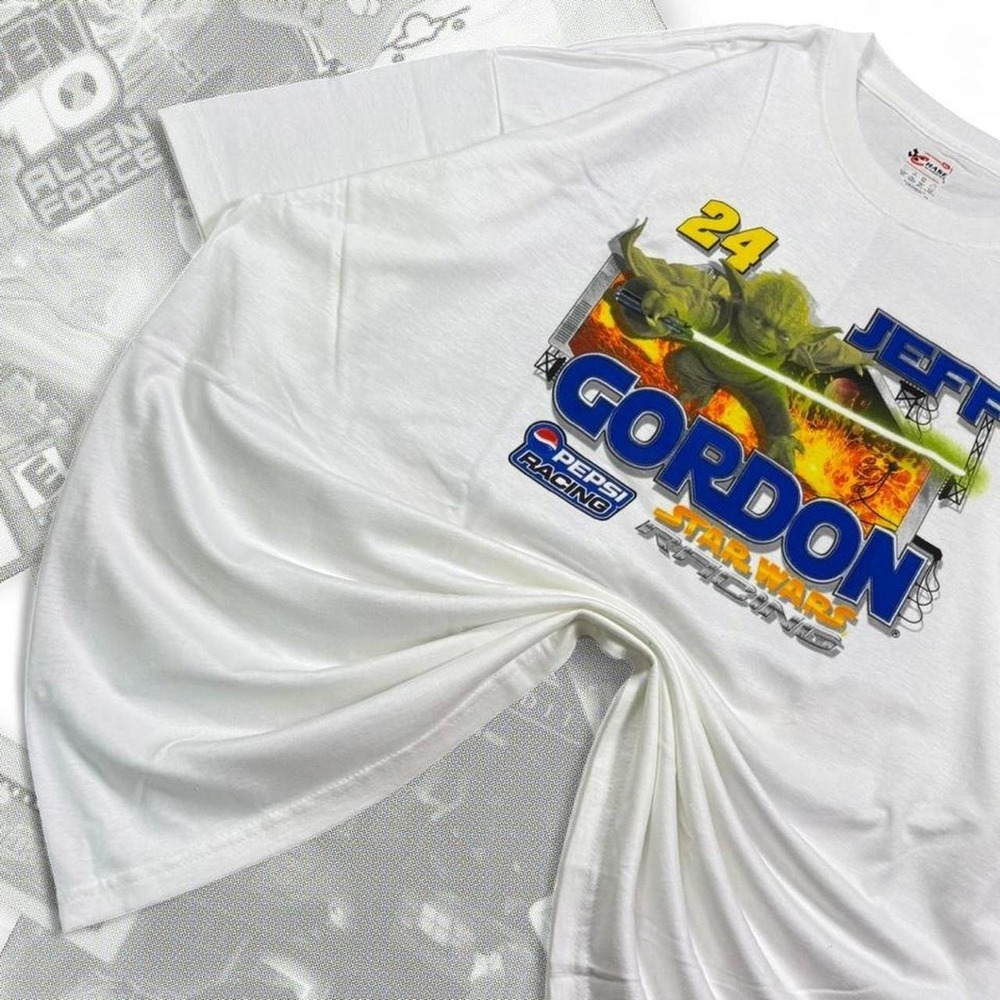 Vintage Y2K Chase Authentics Nascar Jeff Gordon Yoda Star Wars Racing Shirt